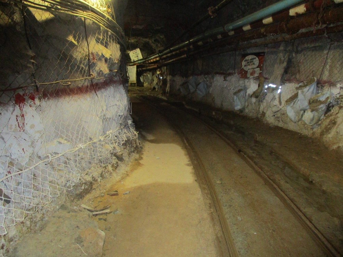 Completed cross cut rehabilitation with clear track, drain and ballast