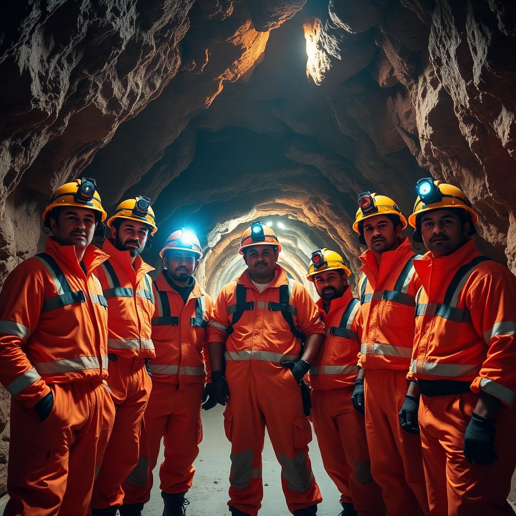 Eziload Mining team in high-visibility PPE underground